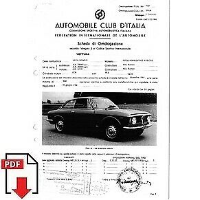 Fiche d'homologation FIA 1966 Alfa Romeo Giulia Sprint GT Veloce PDF à télécharger (ACI)